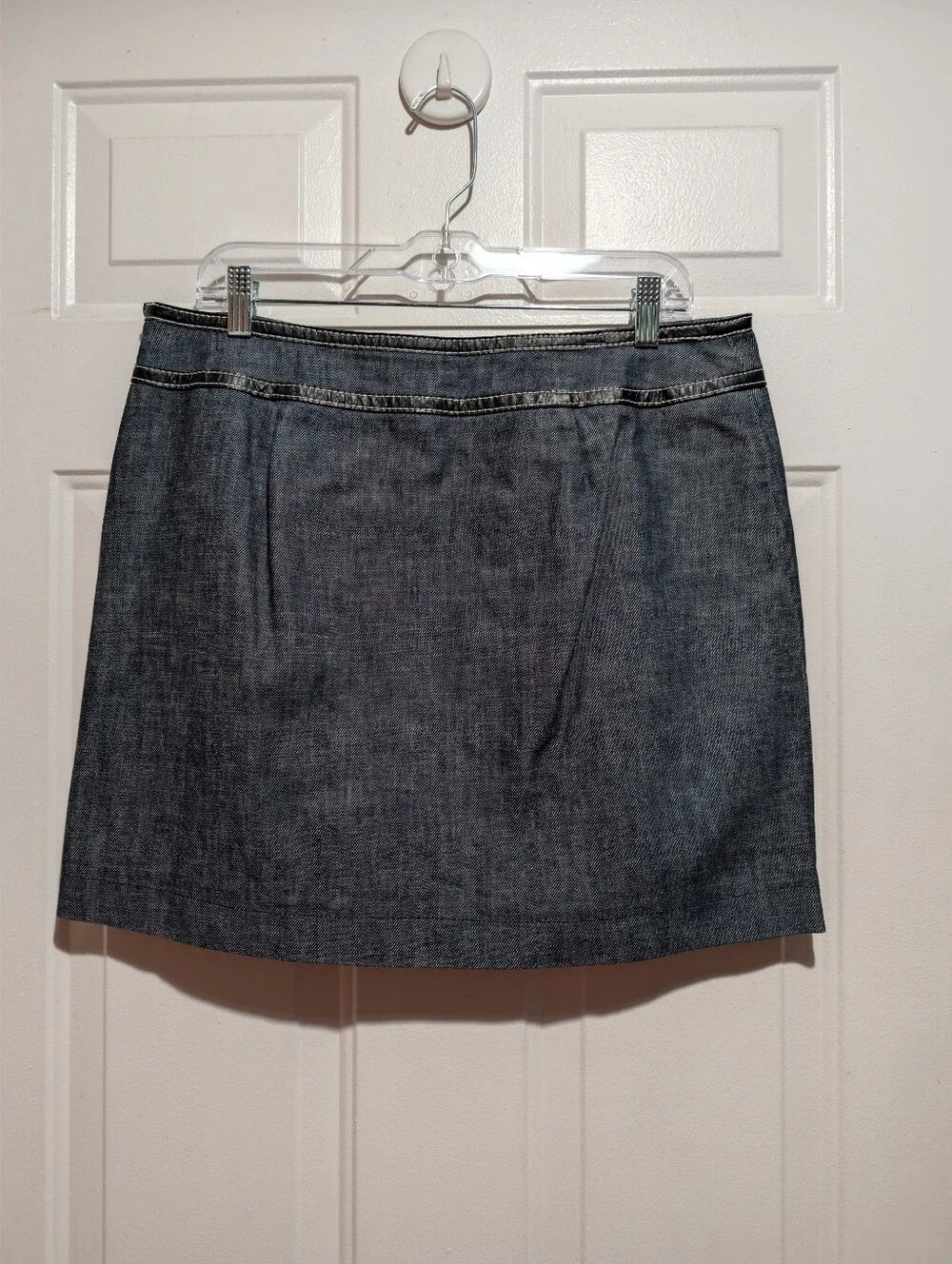 Michael Kors Denim Leather Trim Jacket Skirt Set Size L 12
